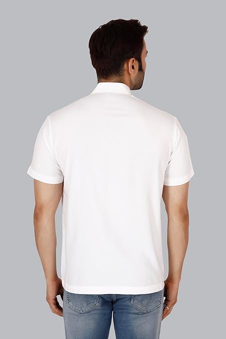 VAibr(ə)nt Men's White Crochet lace Embroidered Shirt