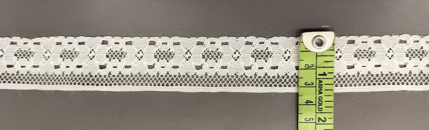 White Nylon Lace Trim – 3.25 cm Wide, Floral Geometric Design – Sewing, Dressmaking, DIY Crafts & Décor