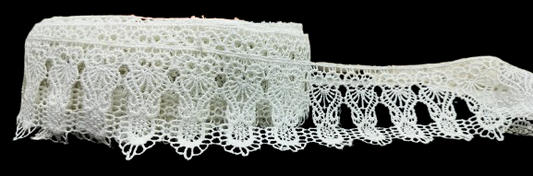 Delicate Polyester GPO Lace Trim – 2.7-Inch Wide Vintage Style Embroidered Lace for Sewing, Crafts & Décor (White)