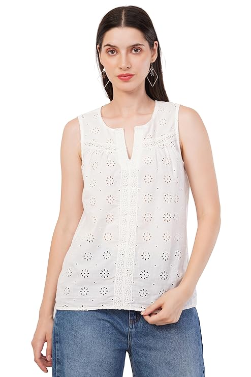 VAibr(ə)nt Women's Self Design Pure Cotton Top