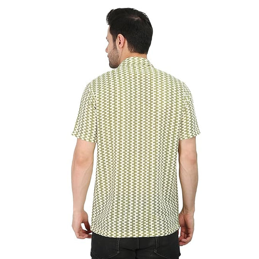 VAibr(ə)nt Men's Regular Fit Crochet Lace Shirt