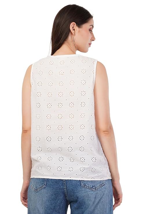 VAibr(ə)nt Women's Self Design Pure Cotton Top