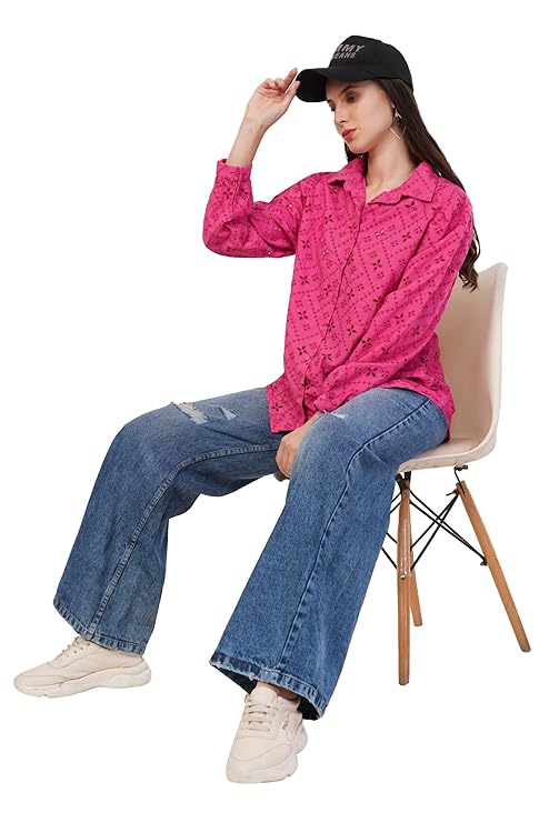 VAibr(ə)nt Premium Spread Collar Oversized Printed Relaxed Fit Cotton Shirt