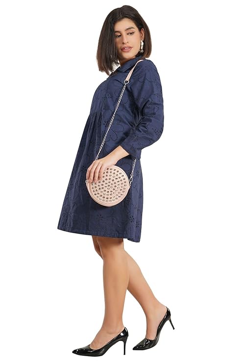 VAibr(ə)nt Women Embroidered Schiffli Short Dress