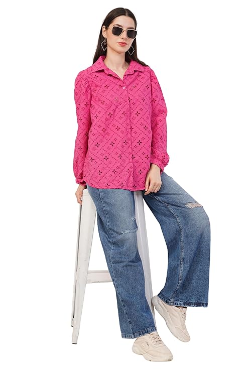 VAibr(ə)nt Premium Spread Collar Oversized Printed Relaxed Fit Cotton Shirt