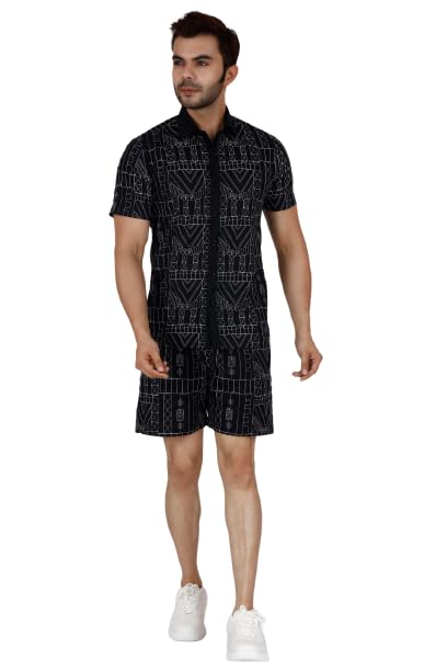 VAibr(ə)nt Men's Solid Schiffli Relaxed Co-Ord set