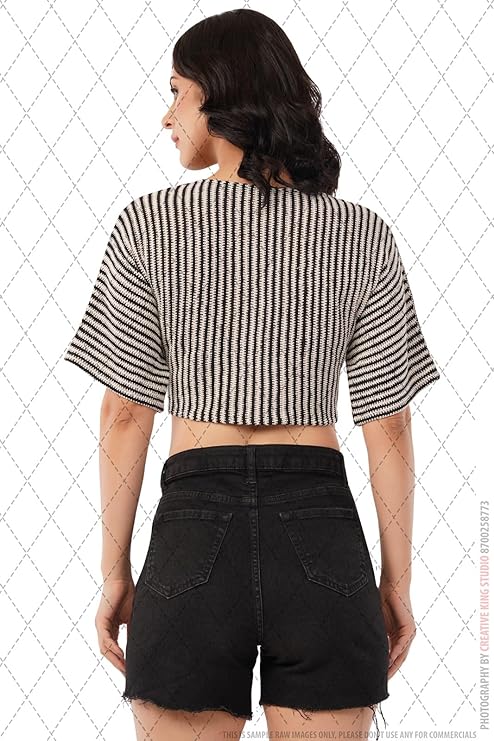 VAibr(ə)nt Women's Cotton Knitted Crochet Crop Top