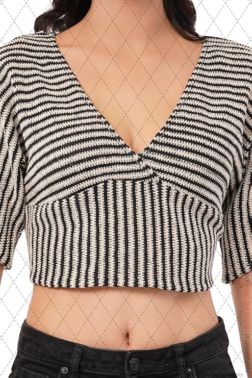 VAibr(ə)nt Women's Cotton Knitted Crochet Crop Top