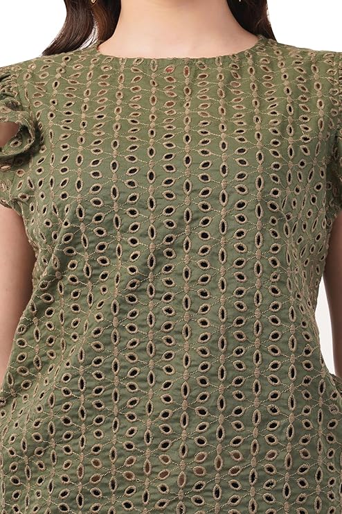 VAibr(ə)nt Women's Cotton Schiffli Embroidery Top