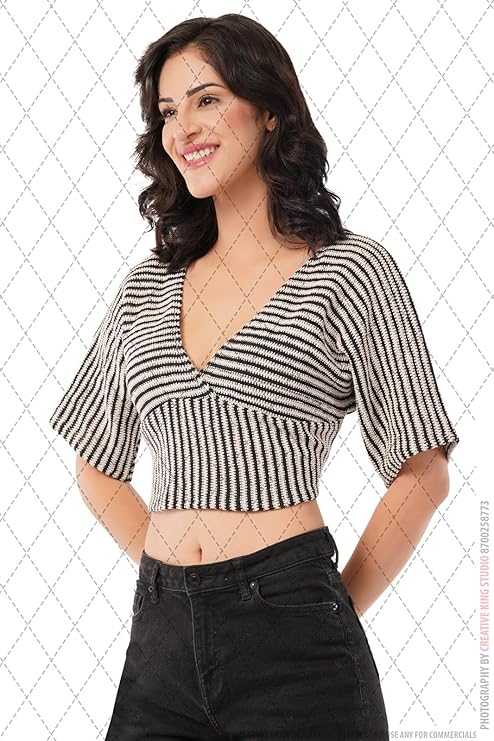 VAibr(ə)nt Women's Cotton Knitted Crochet Crop Top