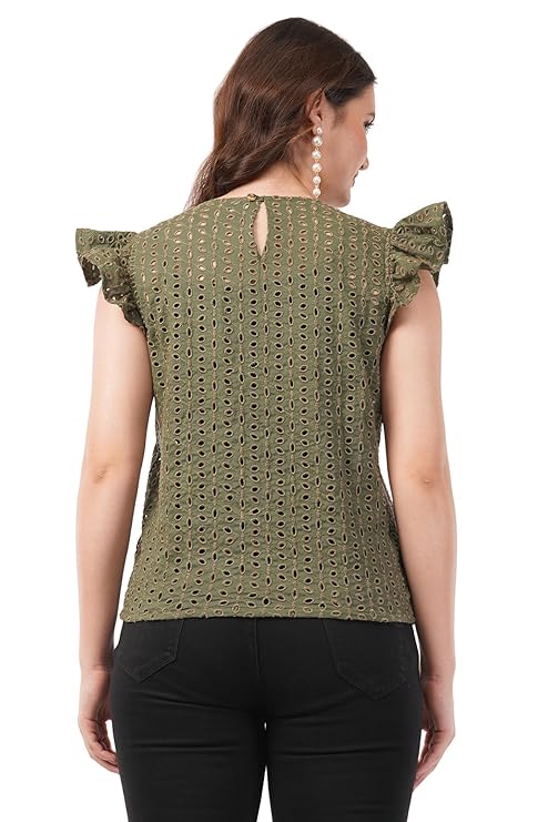 VAibr(ə)nt Women's Cotton Schiffli Embroidery Top