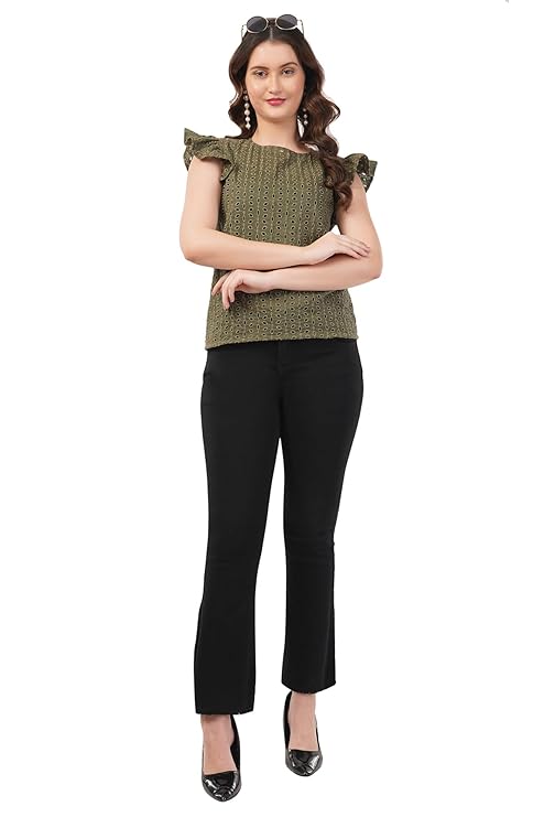 VAibr(ə)nt Women's Cotton Schiffli Embroidery Top