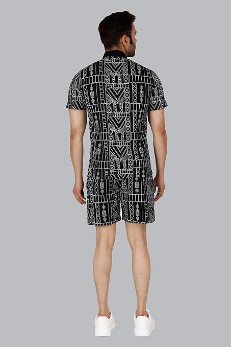 VAibr(ə)nt Men's Solid Schiffli Relaxed Co-Ord set