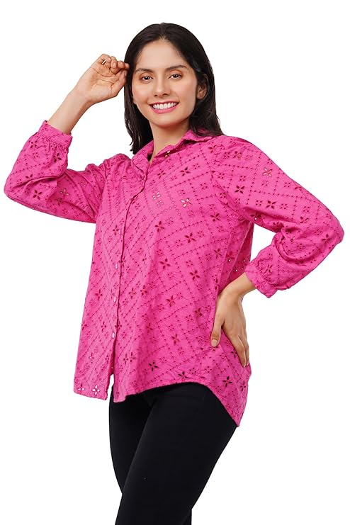 VAibr(ə)nt Premium Spread Collar Oversized Printed Relaxed Fit Cotton Shirt