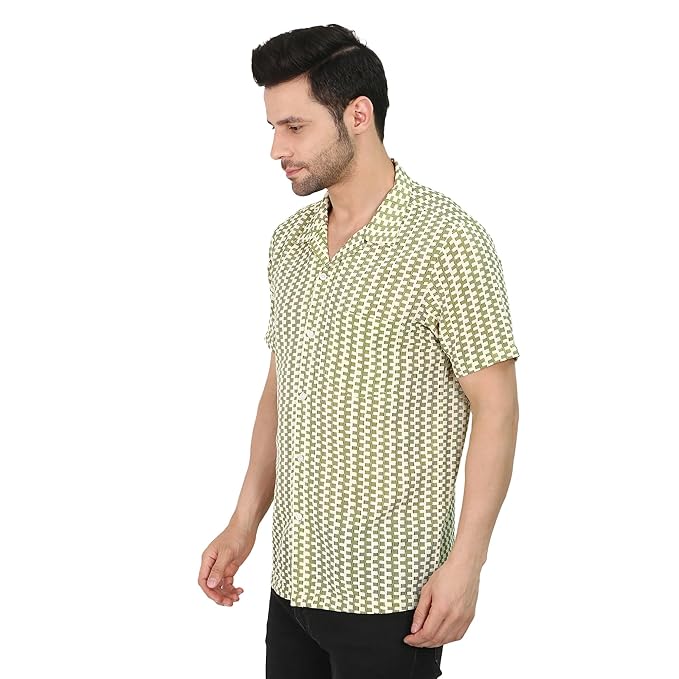 VAibr(ə)nt Men's Regular Fit Crochet Lace Shirt