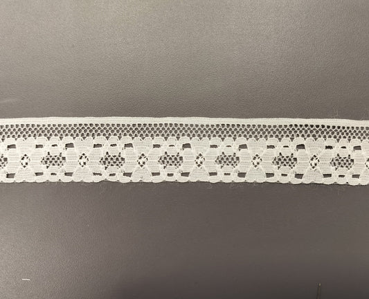 White Nylon Lace Trim – 3.25 cm Wide, Floral Geometric Design – Sewing, Dressmaking, DIY Crafts & Décor