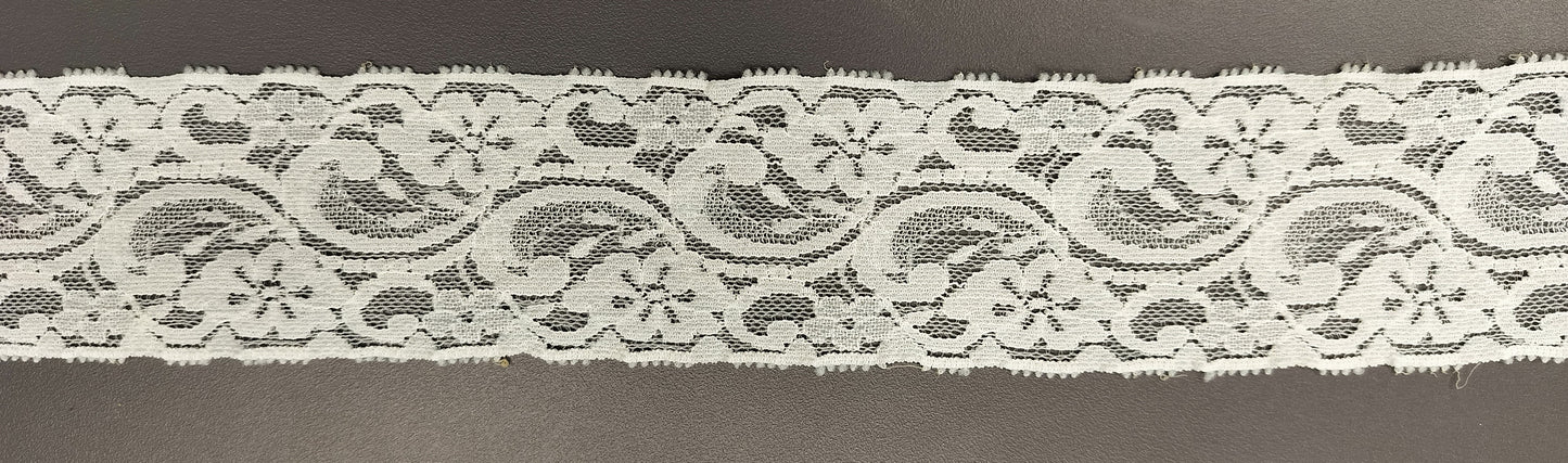 White Nylon Lace Trim – 5 cm Wide, Floral Scroll Design – Sewing, Dressmaking, DIY Crafts & Home Décor