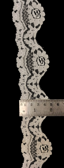 White Nylon Scalloped Floral Lace Trim – Wide Embroidered Lace for Sewing, Dresses, Bridal Veils, and DIY Crafts