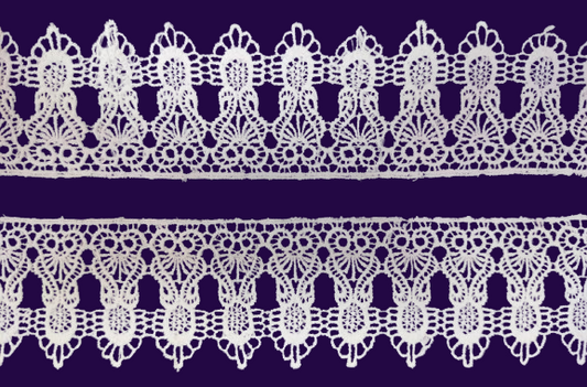 Delicate Polyester GPO Lace Trim – 2.7-Inch Wide Vintage Style Embroidered Lace for Sewing, Crafts & Décor (White)