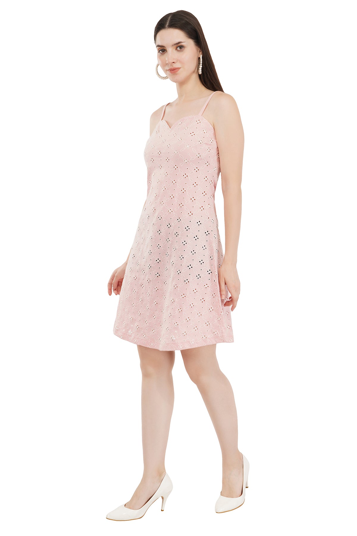 VAibr(ə)nt Cotton Schiffli Embroidered A-Line Dress